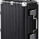 Krute Carry On Luggage Aluminum Frame No Zipper Metal Hardshell PC+ABS Luggage Noble TSA Airline Approved Suitcase with Spinner Wheels 20 Inch Black