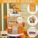 FairySandy 14 Pcs Thanksgiving Tiered Tray Decor Fall Thanksgiving Pumpkin Wooden Decorations Set Rustic Farmhouse Truck Spice Blocks Autumn Wooden Sign for Winter Halloween