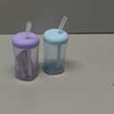 The First Years Squeeze & Sip Toddler Straw Cups Squeezable Transition Sippy Cup with Silicone Straw Toddler Feeding Supplies Pink/Purple/Blue 7 Oz 3 Count Ages 6 Months and Up Miss