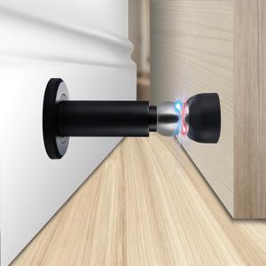 Door Stoppers Heavy Duty Magnetic Door Stopper for Wall & Bottom of Door Premium Adjustable Door Stop with Heavy-Duty Windproof Design, Constructed with SUS304 (Black-1PCS)