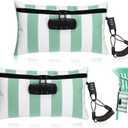 Sanwuta 2 Pack Money Bag with Lock Locking Money Bag for Beach Christmas Wallet Gifts 6.7 x 11 Inch(Grass Green, White)