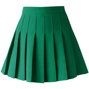 TONCHENGSD Women's High Waist Pleated Mini Skirt Skater Tennis Skirt (Green, XL)