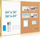 QUEENLINK White Board Cork Board Combo, 24'' x 18'' Dry Erase Board and Bulletin Board, Magnetic Gold Aluminum Frame Vision Board Message Board