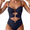 Eomenie Womens Cutout One Piece Swimsuit with Ring Linked Sexy Monokini Bathing Suit for Beach Vacation, S