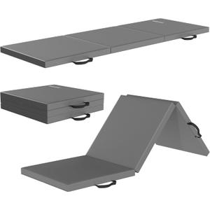 Fitvids Folding Exercise Gymnastics Mat for Tumbling, 2'x6'x2" Gym Workout Mat with Carrying Handles High-Density Anti-Tear Portable Fitness Aerobics Mats for Home Gym Yoga Pilates MMA Core Training (Graphite)