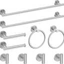 Newfun 10-Pieces Bathroom Hardware Set, Includes 24 Inch Towel Racks for Bathroom Wall Mounted, Toilet Paper Holder, Towel Hooks for Bathrooms, Towel Rings for Bathroom Wall (Brushed Nickel)