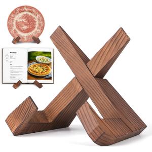 XKDOUS 6.5 Inch Thicken Plate Stand for Displaying Wooden Cook Book Stand for Kitchen Decorative Plate Display Stand Picture Frame Holder for Book, Plate, Photo, Table Top Easels