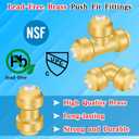 2 x Boltigen Plumbing Fittings 1/2 inch, 6pack No Lead Brass Push Fit to Connect Couplings, 2pcs Straight, 2pcs 90 Degree Elbows, 2pcs Tee, with Disconnect Clip, for Connecting Copper, PEX, CPVC