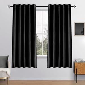 MIULEE Black Velvet Curtains 2 Panels Luxury Blackout Curtains for Bedroom Living Room Thermal Insulated Super Soft Window Drapes Rod Pocket & Back Tab, W52 x L72 inches