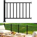 Aluminum Deck Railing Kit, Modular 36 in H. x 4 Ft W Level Railing Kit for Outdoor Steps,Heavy Duty Balustrade System for Deck, Porch, Patio & Balcony(1 Post, 1 Panel)