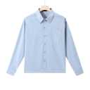 Women Long Sleeve Polo, Small, Light Blue