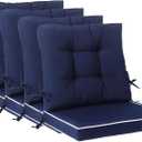 Outdoor Patio Chair Cushions Set of 4, Water Resistant Square Seat/Back Cushions with Ties, All Weather 36"x20" Seating Cushions for Outdoor Furniture