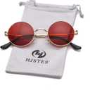 HJSTES Polarized Round Sunglasses Womens Men Retro Hippie Glasses Small Circle Sunnies