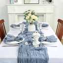8 Pack Dusty Blue Cheesecloth Table Runner 10Ft Spring Gauze Cheese Cloth Table Runner 120 Inch Boho Sheer Rustic Fabric for Home Decor Bridal Baby Shower Wedding Decoration