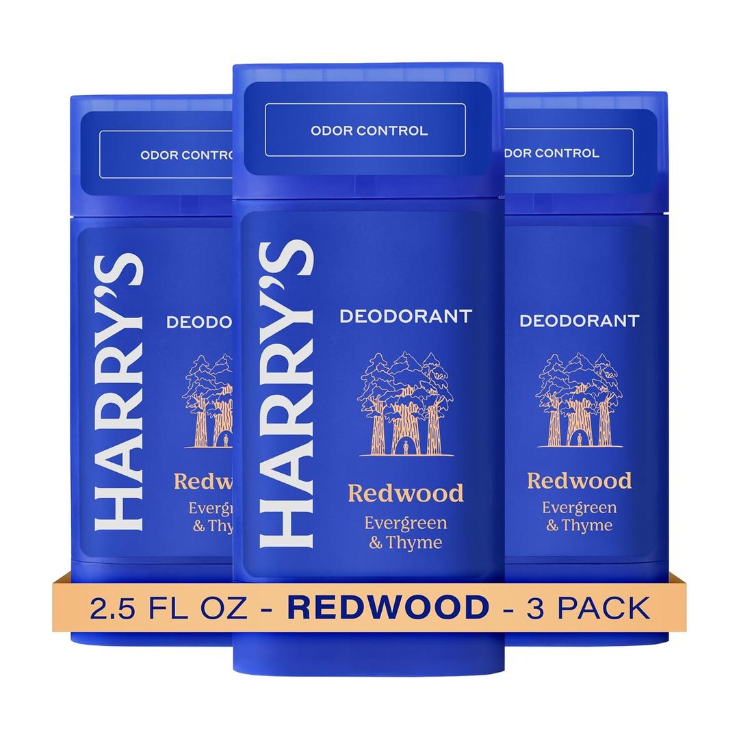 Harry's Aluminum Free Deodorant for Men - Odor Control, Redwood Scent, 2.5 Oz, 3-Pack, Men Deodorant Aluminum Free