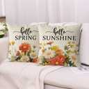 GAGEC Spring Pillow Covers 16x16 Inch Set of 4 Cardinal Floral Throw Pillowcase Hello Sunshine Home Sofa Bedroom Living Room Holiday Cushion Case Farmhouse Decorations