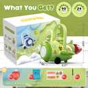 Bubble Machine Gun for Toddlers, LED Airplane Bubble Machine Gun for Kids, Bubble Toys with DIY Sticker Bubble Solutions for Outdoor Party Birthday Summer Fun (Green)