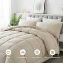 DOWNCOOL Queen Comforter Set -All Season Bedding Comforters Sets with 2 Pillow Cases-3 Pieces Bedding Sets Queen -Down Alternative Beige Queen Size Comforter Sets(88"x92")