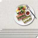 Vinyl Placemats Set of 6-1217.7 Inch Waterproof & Heattable Placemats, Fall Faux Leather Wipeable Outdoor Table Mat for Dining, Kitchen, Indoor Outdoor Use (Beige, Wood Grain)