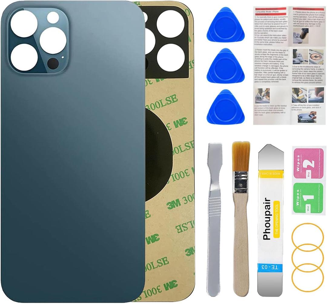 OEM Back Glass Replacement for iPhone 12 Pro 6.1 Inches All Carriers with Professional Repair Toolkit and Installation Instruction (Pacific Blue)