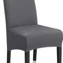 Stretch Dining Chair Slipcovers, XL/Oversized Removable Washable Soft Spandex Extra Large Dining Room Chair Covers for Kitchen Hotel Table Banquet Solid Color (4 Per Set, Gray) (Grey)