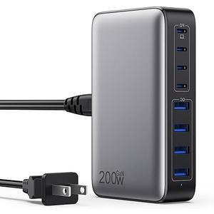USB C Charger 200W USB C Charger Block,Upgraded GaN III 8-Port Fast Charging Station Hub,PD 65W Laptop Charging Adapter Compatible with MacBook Pro/Air,DELL,Steam Deck,iPhone 16/15/14,Galaxy S23/22