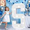 Pooqla 3FT Marquee Light Up Letters, LED Big Mosaic Marquee Letters 3 Feet, Giant LED Sign for Balloons Birthday Anniversary Wedding Party Decoration, Cool White and Warm White Letter S