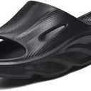 VIYEAR Womens Mens Recovery Slides with Comfortable Plantar Fasciitis Arch Support,Unisex Orthotic Walking Thick Cushion Sport Sandals Reduces Stress on Feet (Black)