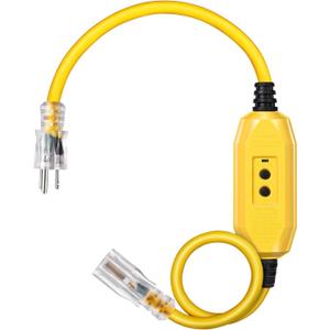 DEWENWILS 3Ft Automatic GFCI Extension Cord Outdoor, 12/3 SJTW Heavy Duty Extension Cord, Power Cord with LED Lighted 3 Prong Plug, 15A/125V/1875W, Yellow, UL Listed