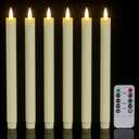GenSwin Flameless Taper Candles Flickering with Remote Timer, 6Pcs LED Taper Candles Battery Operated with Realistic 3D Wick for Home Decoration (Ivory, 0.79" x 9.1")