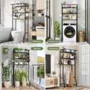 Simple Trending Over The Toilet Storage Cabinet, Metal Bathroom Shelf Organizer with Paper Holder and Hooks, 3 Tier, Black, 24.25"W x 13"D x 64"H