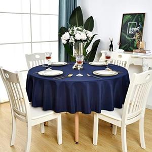 KAIPHO Navy Blue Round Tablecloth Waterproof Stain Resistant Wrinkle Free Table Cloth 210GSM Polyester Washable Wipeable Table Cover for Party, Banquet, Wedding, Indoor and Outdoor (48 inch, Circle)