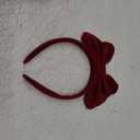 Burgundy Bow Headbands for Women Girls Velvet Hair Bow Headband Cute Hairband Cosplay Headpiece Red