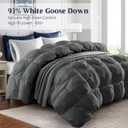 Puredown Grey Goose Down Comforter Twin Size, 800 Fill Power, 100% Cotton 700 TC Fabric, Winter Duvet Insert, Pinch Pleat Heavyweight Comforter Cloud Fluffy Extra Warmth