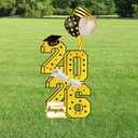 Class of 2026 Graduations Yard Signs, 3.5FT Large Gold 2026 Graduation Decorations Grad Yard Lawn Signs Decoration with Stakes for Outdoor Indoor Congrats Graduation Party Decor Supplies