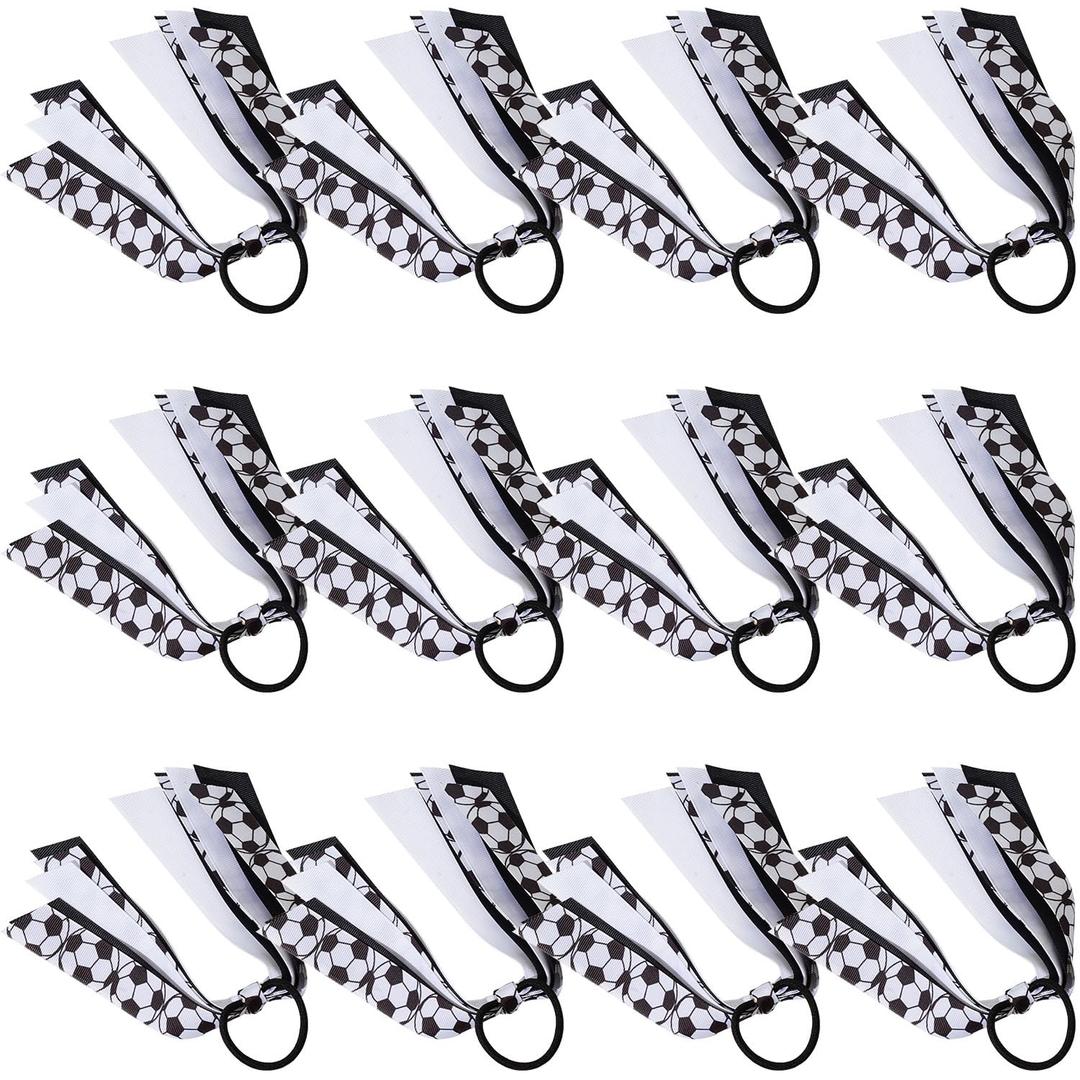 12 Pieces Cheer Soccer Hair Accessories for Girls, Soccer Ribbon Elastic Hair Ties for Girls Women Soccer Party Team Members