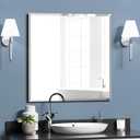 24-inch Square Bathroom Mirror Frameless Tempered Glass Wall Mirror