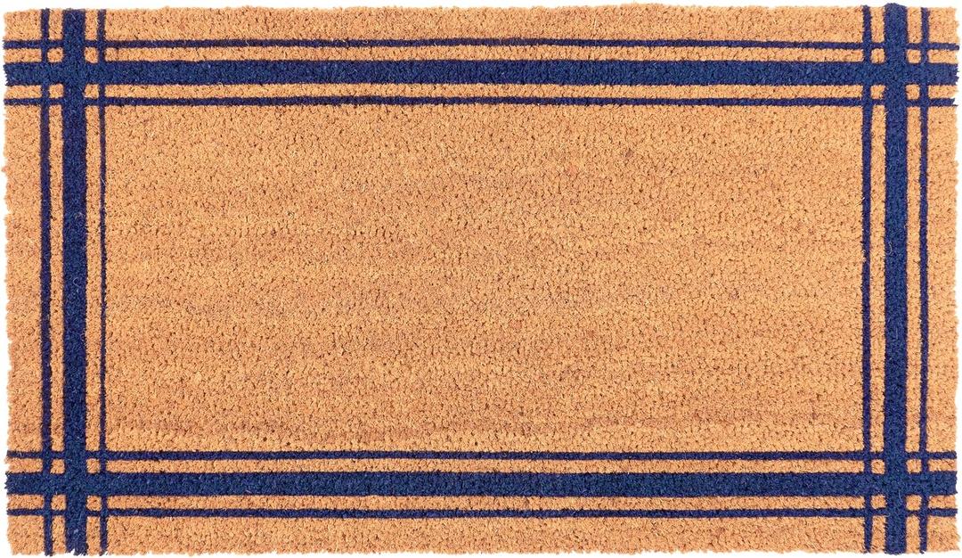KAF Home New Coir Doormat, Heavy-Duty, Weather Resistant, Non-Slip PVC Backing, Indoor and Outdoor Use, Blue, 1'5" x 2'6" (Rectangular)