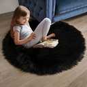 Ashler faux fur rug, Fluffy Shaggy Area Rug Ultra Soft 3 x 3 Feet Round Fur Rug, Black Fuzzy Rug Machine Washable Shag Rug, Nursery Decor Throw Rugs for Bedroom, kids room, Living Room