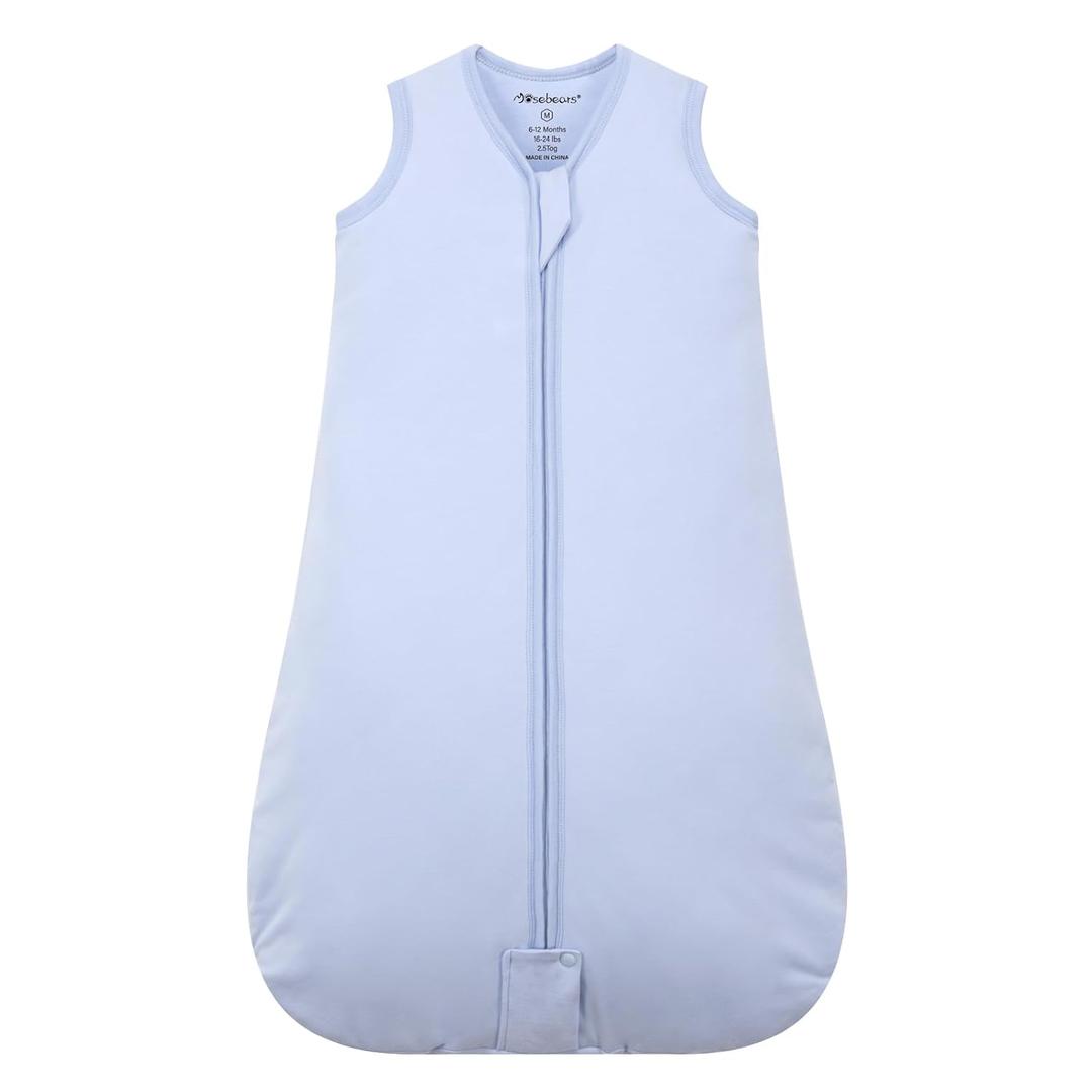 Mosebears Sleep Sack Baby Winter Wearable Blanket with 2-Way Zipper,2.5 TOG Cotton Sleep Sack Unisex (Fog Blue, 6-12 Months)
