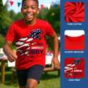 Flafens Summer Boys Shirts - Kids T-Shirt Graphic Tee Soft Cotton Crewneck Short Sleeve Tops (Red)