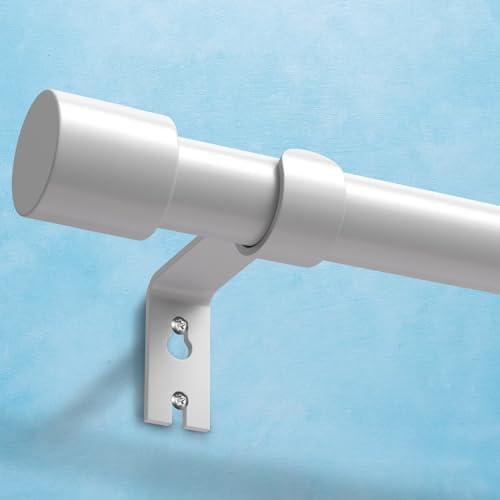 IFELS Heavy Duty Curtain Rods for Windows 66 to 120 Inch, 1 Inch White Curtain Rods for Outdoor, Farmhouse, Bedroom, Kitchen, Living Room, Adjustable Easy Install Drapery Rod (A2, White, 30"-120")
