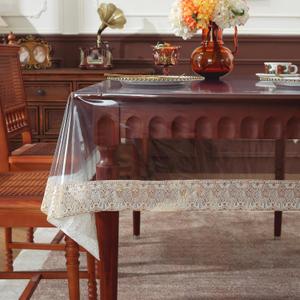 Clear Vinyl Tablecloth, PVC Rectangle 100% Waterproof Oil Proof Clear Table Cloths Lace, Table Protector for Indoor Outdoor Holidays Party Decor. (60" x 120")
