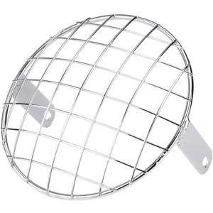 Headlight Grill, 7inch Motorcycle Headlight Mesh Grill Cover Side Mount Universal Lamp Mask Protector Guard for Cafe Racer(Silver)