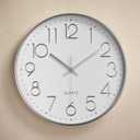 Tosnail 12 Inches Round Silent Non Ticking Quartz Wall Clock - Elegant Silver Frame