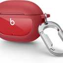 SURITCH Protective Case for Beats Studio Buds 2021, Studio Buds+ Plus 2023 Case Cover with Carabiner Keychain, Skin-Friendly TPU Shockproof Protector for Earbuds Charging Case Accessories, Beats Red
