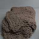 Bigacogo Chunky Knit Throw Blanket for Couch, 40x80 inches, 100% Hand Knitted with Thick Jumbo Chenille Yarn, Cozy Soft Large Rope Knot Cable Crochet Blankets for Sofa Bed Living Room, Taupe