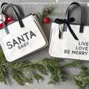 Santa Barbara Design Studio Tote Bag Holiday Collection Black and White 100% Cotton Canvas with Genuine Leather Handles (Live Love Be Merry)