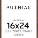 Puthiac 16x24 Solid Oak Wood Picture Frame, No Mat, Wall Display Only, Vertical or Horizontal, Plexi Front, 1 Pack, Walnut