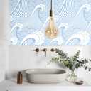 Blooming Wall PS030 Peel&Stick Removable Handpainting Seamless Sky Blue White Waves Spray Self-Adhesive Prepasted Wallpaper Wall Mural